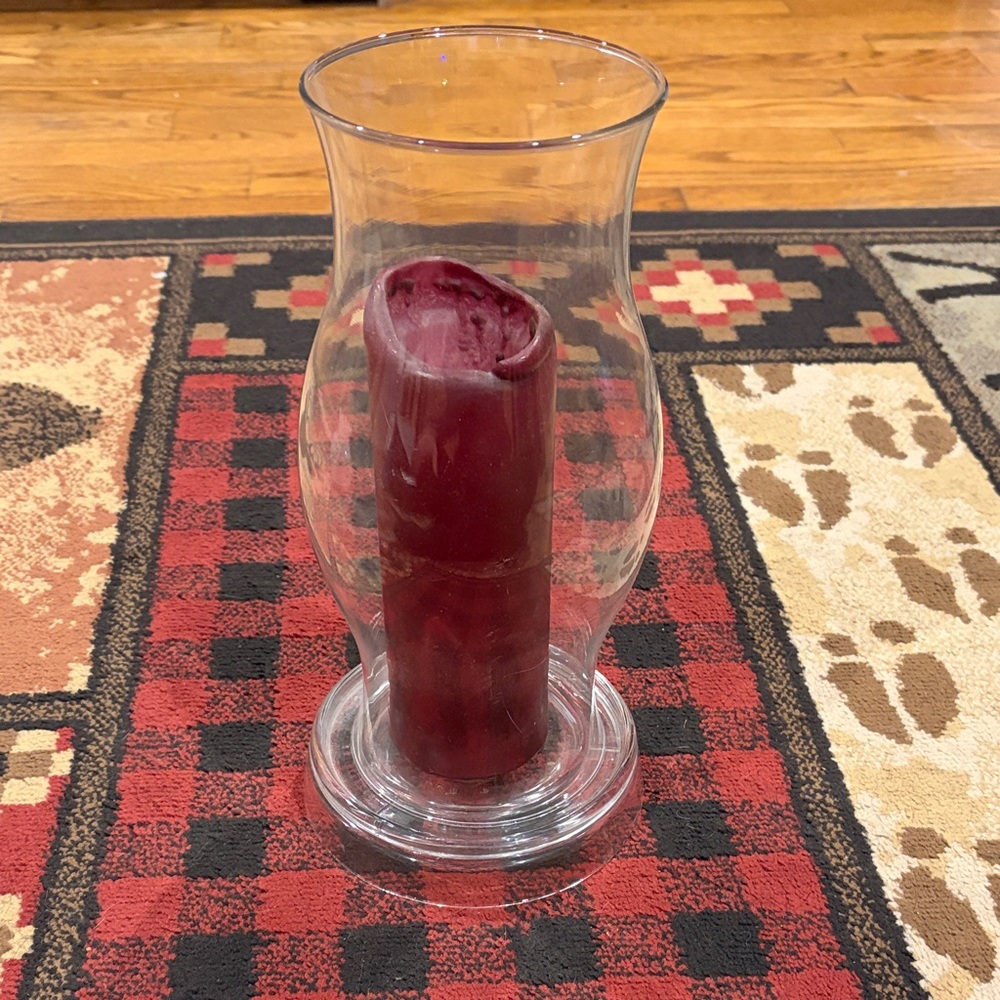 Glass hurricane candle holder